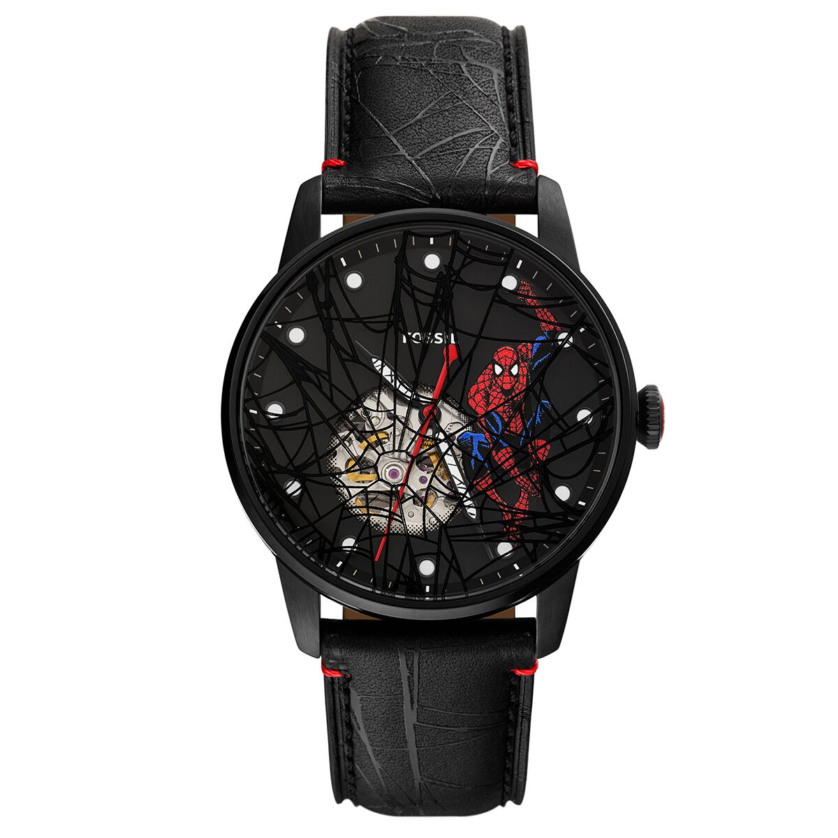 Fossil FLE1247SET Marvel x Fossil Limited-Edition Spider-Man Erkek Kol Saati ve Yaka İğnesi Seti