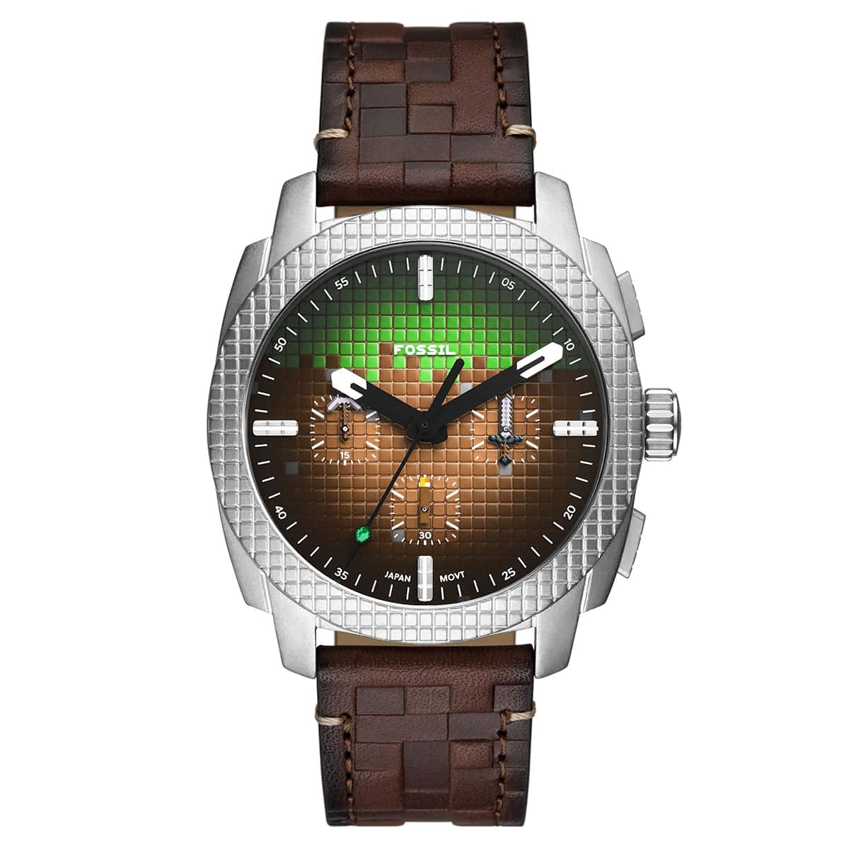 聖なる河 FLE1206 Minecraft x Fossil Limited-Edition Grass Block Erkek Kol Saati