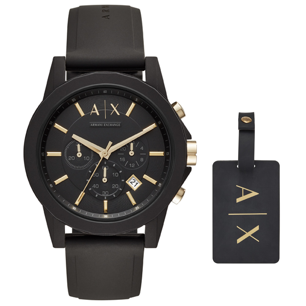 Armani Exchange AX7105 Erkek Kol Saati ve Valiz Etiketi Seti